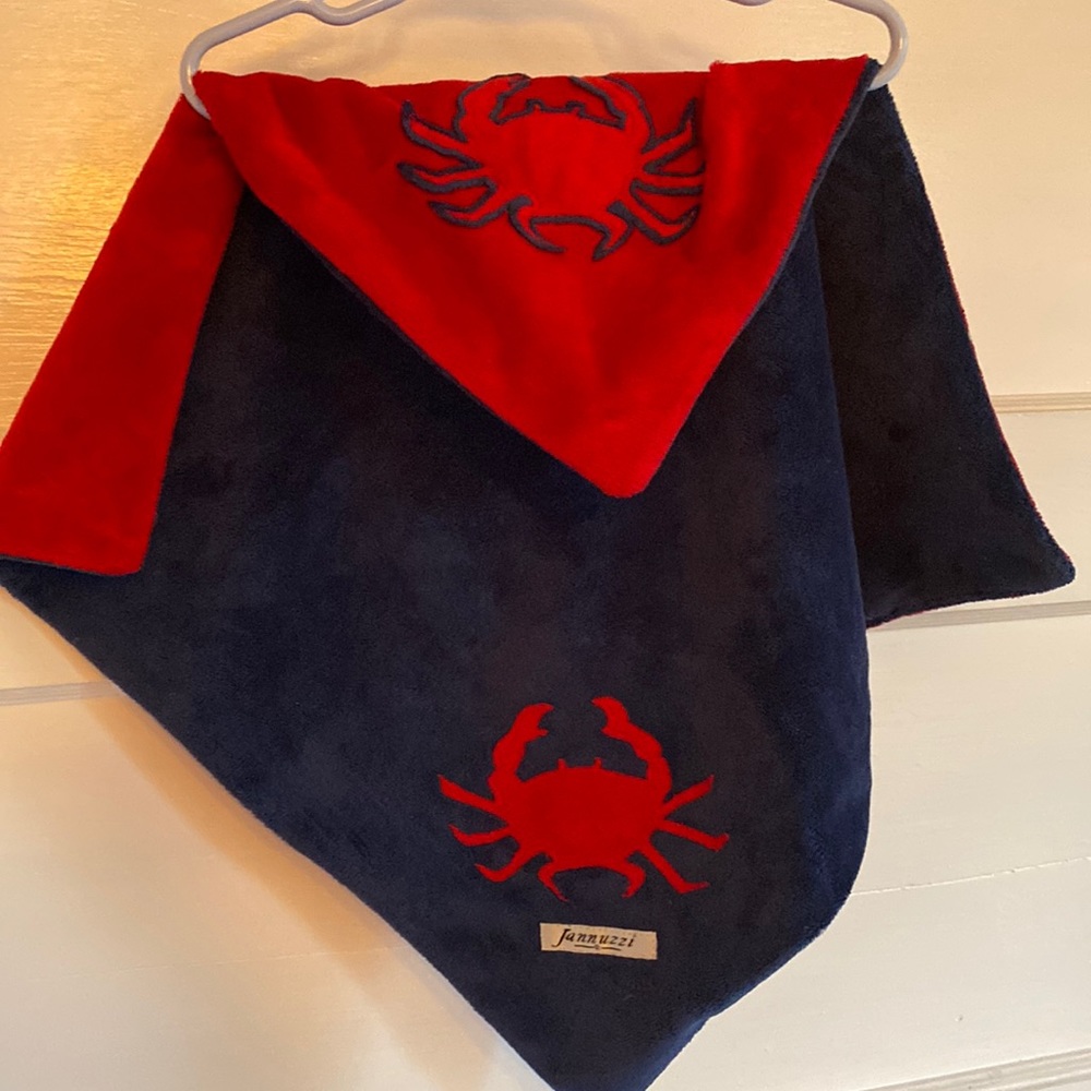 Jannuzzi plush towel. Perfect for your “Crab loving” friends with newborns